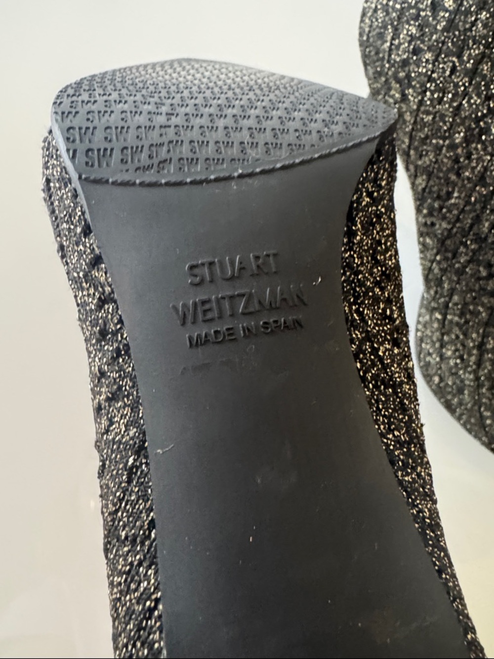 Stuart Weitzman Waverly Sock Bootie Black Metallic Size 7.5 - Picture 9 of 9